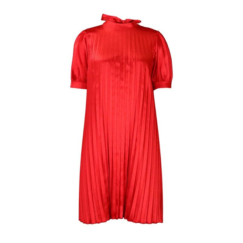 large size women s clothing  summer new fashionable loose casual strap pleated dress S красный