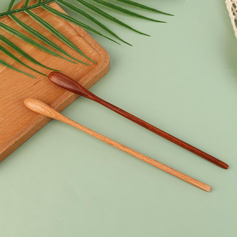 1Pc Wooden Spoon Kitchen Cooking Utensil Honey Dessert Coffee Soup Teaspoon Catering For Kitchen Long Handled Wooden Spoon