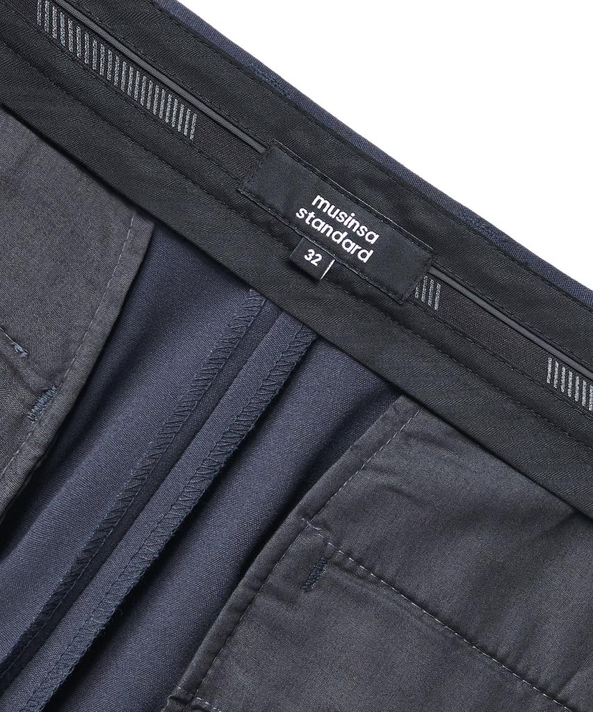 Musinsa Standard Lightweight Tapered Hidden Banding Crop Slacks [Blue Gray]