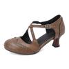 Custom Spring Autumn Women Shoes Side Empty Round Toe Pumps Women Summer Sandals 5.5cm Heel Cross Strap Zapatos De Mujer WSH5265