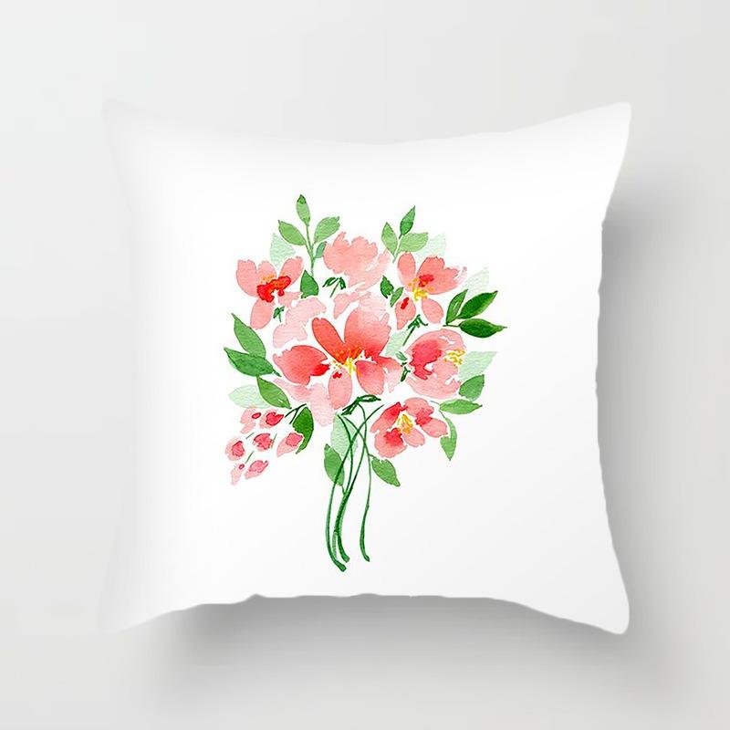 Household Sofa Large Backrest Plant Flowers Small Fresh Decoration Bedside Pillow Cover