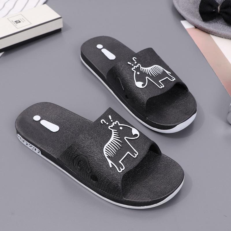 Summer PVC bathroom slippers home cartoon couple sandals indoor cute bath non-slip sandals women's stall