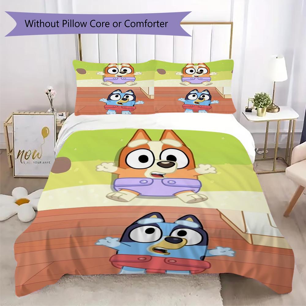 Bluey Warm Family Life Threepiece Set 1 Duvet Cover 2 Pillowcase Without Core Without Core Bedding Set Soft And Comfortable
