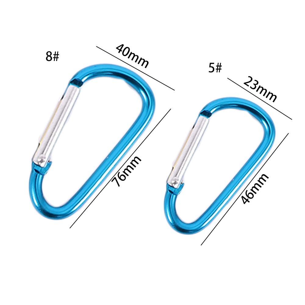 10pcs Aluminium Zinc Zinc Alloy Hiking D-shape Keychain Fishing Carabiner Buckle Keychain Hook