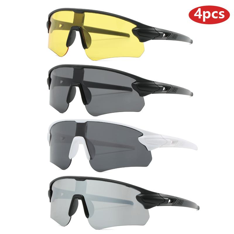 

4 шт. Модные большие уличные солнцезащитные очки Новые женские очки с большим дизайном оправы Простой стиль Велосипедные спортивные очки Унисекс