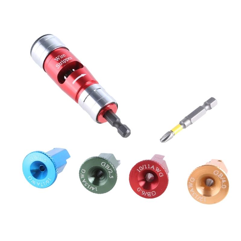 Easy To Use Drill Operated Wire Stripper, Professional Grade Aluminum Alloy Cable Stripping Tool With Precisions Control