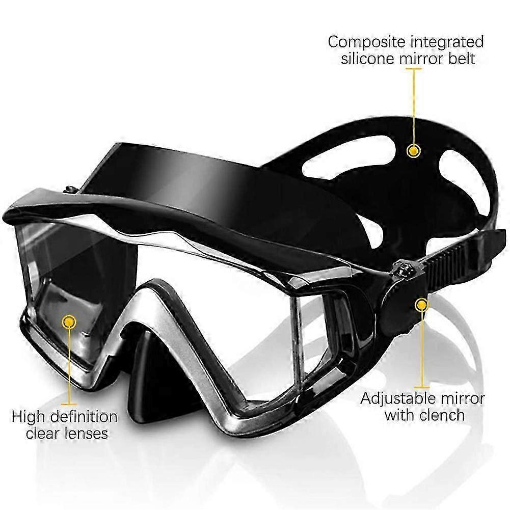 Anti-Leak Dive Swimming Goggles Tempered Glass Swim Mask Goggles with Nose Cover Professional Snorkeling Gear