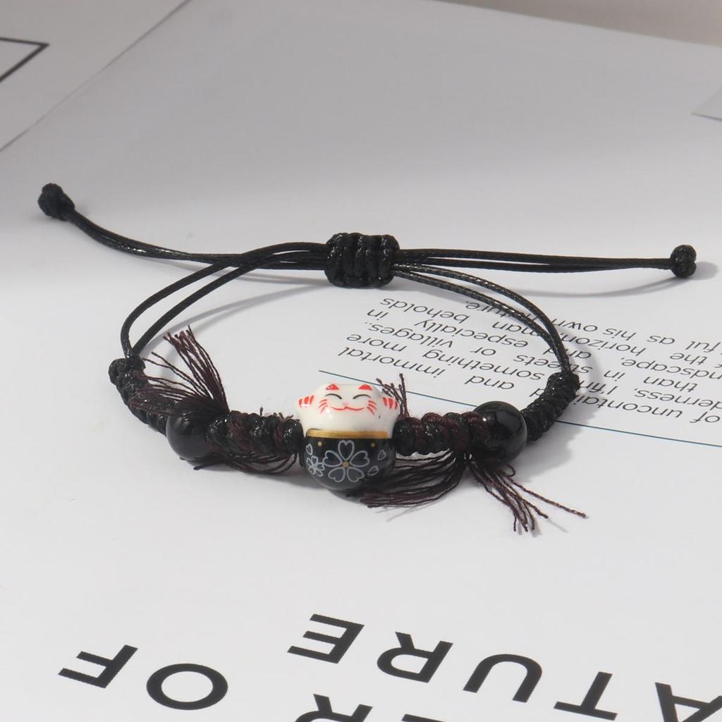 Lucky Cat Candy Color Braided Bracelet for Women