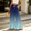 Women High Waist Drawstring Wide Leg Pants with Pockets Loose Fit Ruffle Hem Casual Long Trousers for Daily Wear