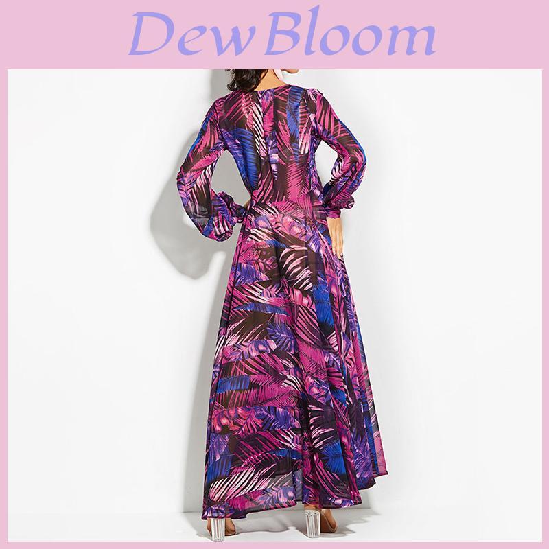 Elegant Women Ladies Chiffon Boho Long Sleeve Maxi Dress For Evening Events