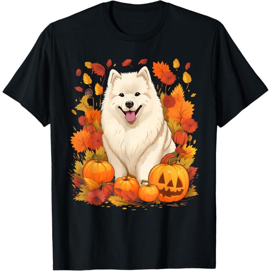 Pumpkin Samoyed Dog Halloween Thanksgiving T-Shirt XXXXXL чёрный