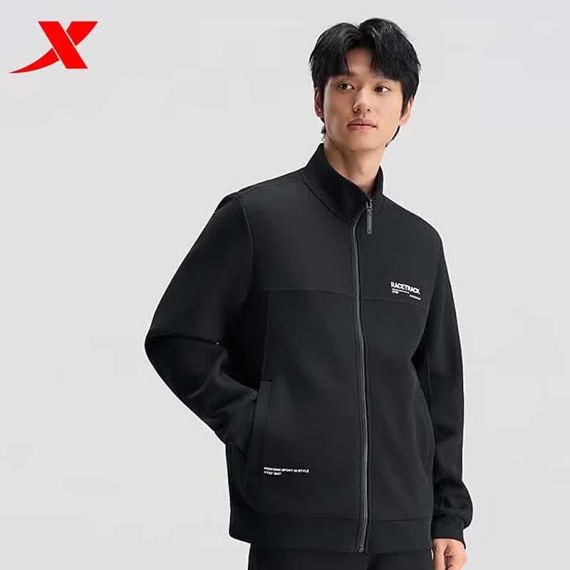 XTEP Men s Stand Collar Casual Jacket L чёрный