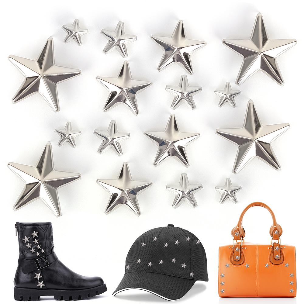 Lots Metal Star Rivets Garment Rock Punk Clothing Accessories Star Rivets Spots Nailhead Leather Craft DIY Studs Spikes Nailhead