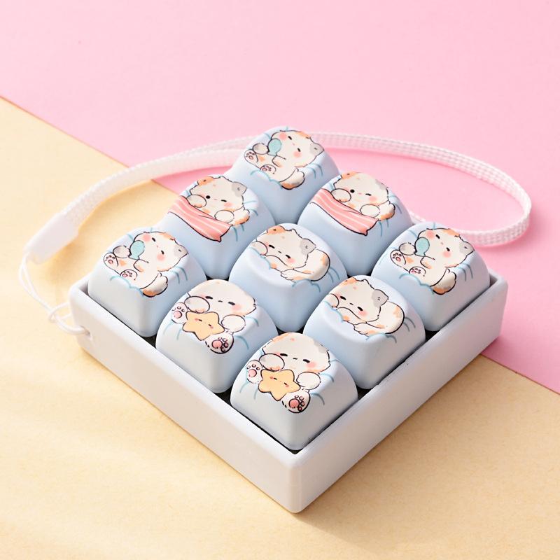 Creative Cartoon Soccer Pattern 9-Key Keyboard Button Clicker Stress Relief Toy Key Chain Pendant Bag Decoration
