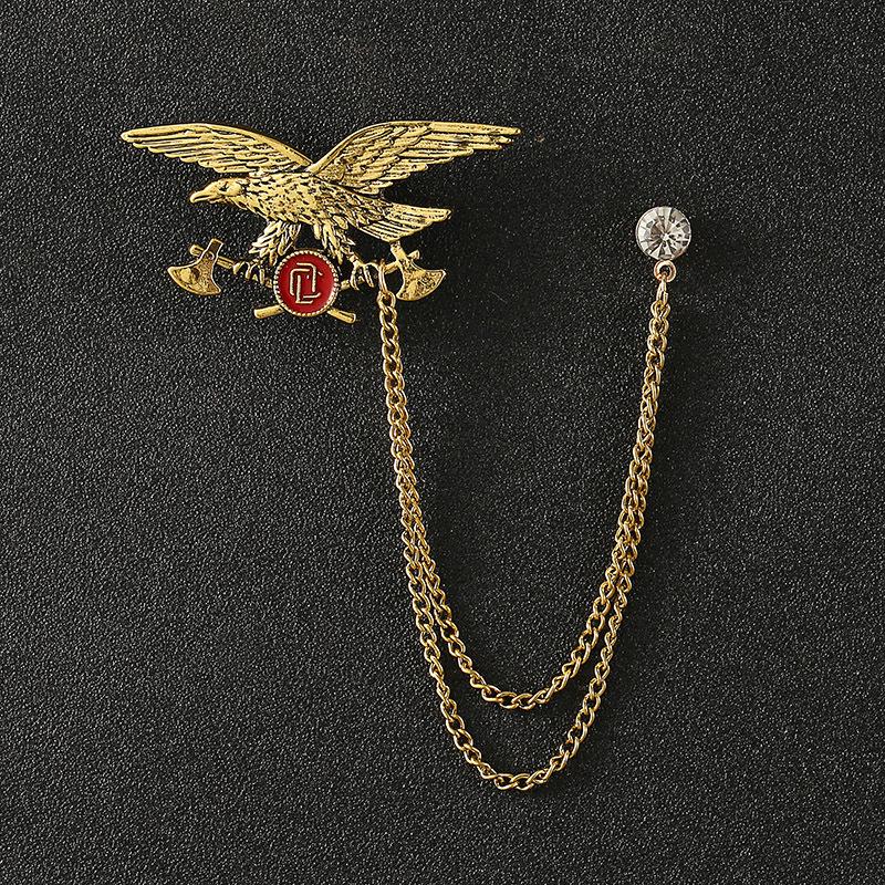Elegant Crown Chain Brooch - Trendy European & American Lapel Accessory for Suits