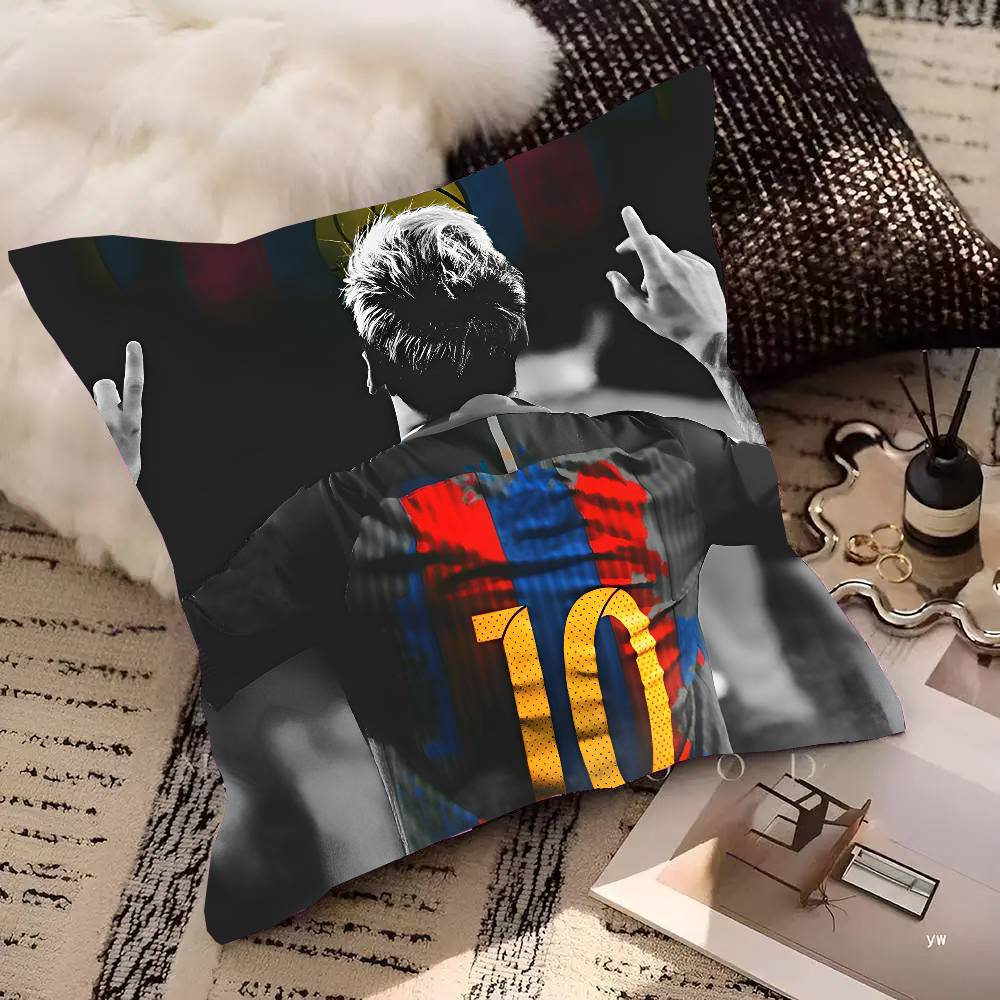 Federa Cuscino Stella del Calcio L-Lionel M-Messi Quadrato Camera da Letto Divano Comfort per il Tempo Libero Cuscino Auto Soggiorno Decorazione per la Casa