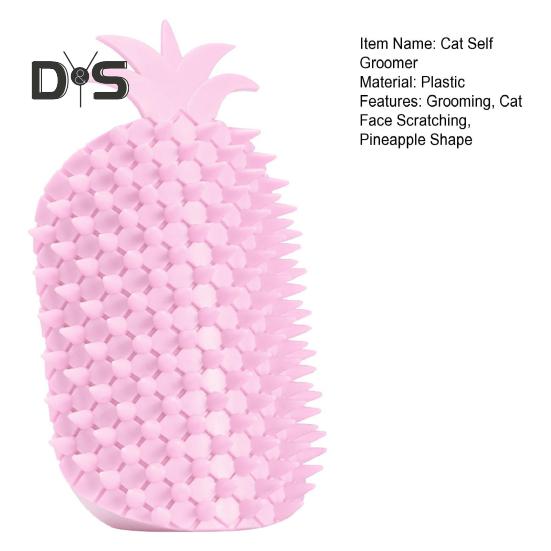 Cat Self Groomer Pineapple Shape Cat Wall Corner Massage Comb with Catnip Cat Face Scratcher Grooming Brush for Long Short Fur Cats Dogs