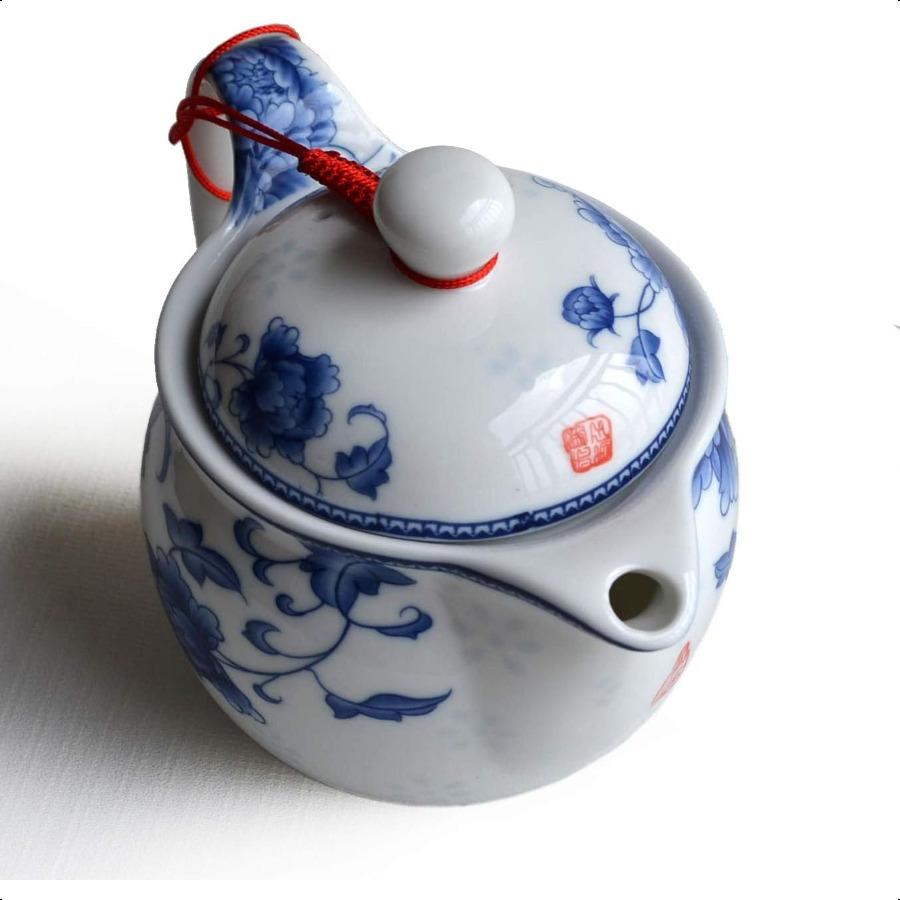 Teapot 350ml Blue and White Flower Porcelain Tea Pot with Infuser Classic Water Pot Peony noble