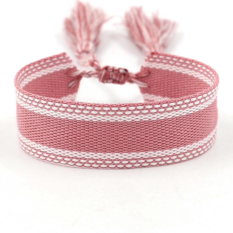 Ethnic Style Woven Bracelet with Embroidered Tassels - D Family DIY Promotion Wristband