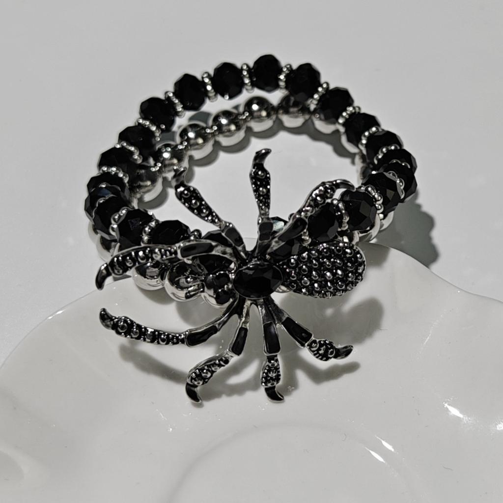 Bracciale con Perline Ragno Nero Gotico per Donne Uomini Ragnatela Unica Charms Gioielli Fatti a Mano Regali di Amicizia Accessori