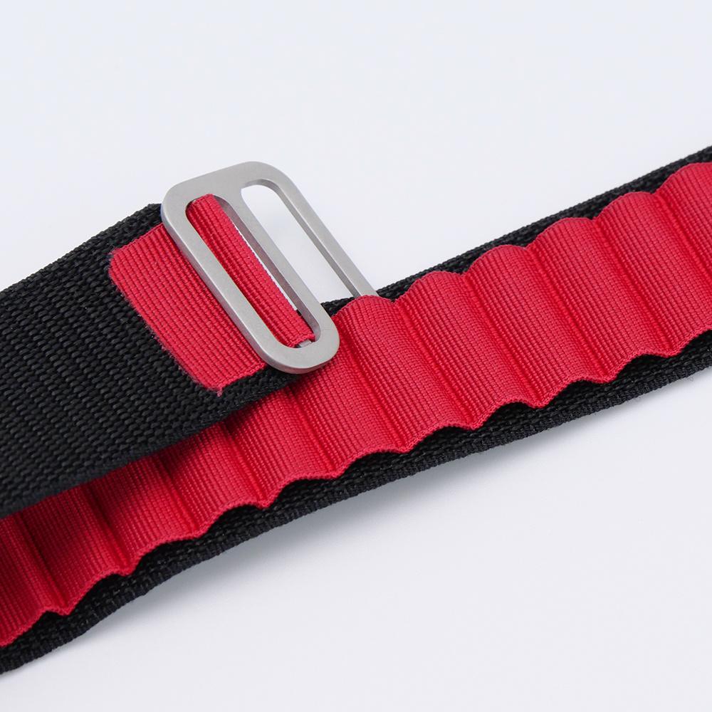 Nylon Strap for Apple Watch 1/2/3/4/5/6/7/8/9/10/11/SE Ultra 1/2/3 42/44/45/46/49mm, Black / Red