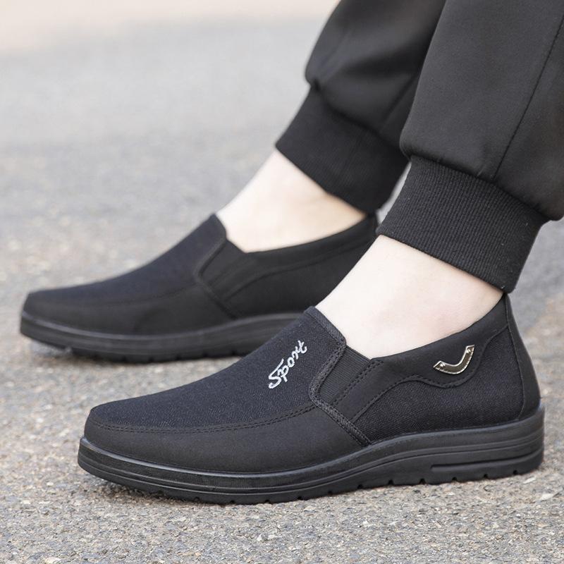 Factory Customized Men's Old Beijing Cloth Shoes with Soft Soles, Lightweight Middle-aged and Elderly Father Shoes, Comfortable Casual Men's Shoes Wit