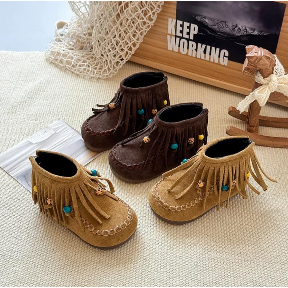 Children Ankle Boots Tassels Girls Short Boots Round Toes for Autumn Winter Kids Princess Boots Soft Bottom