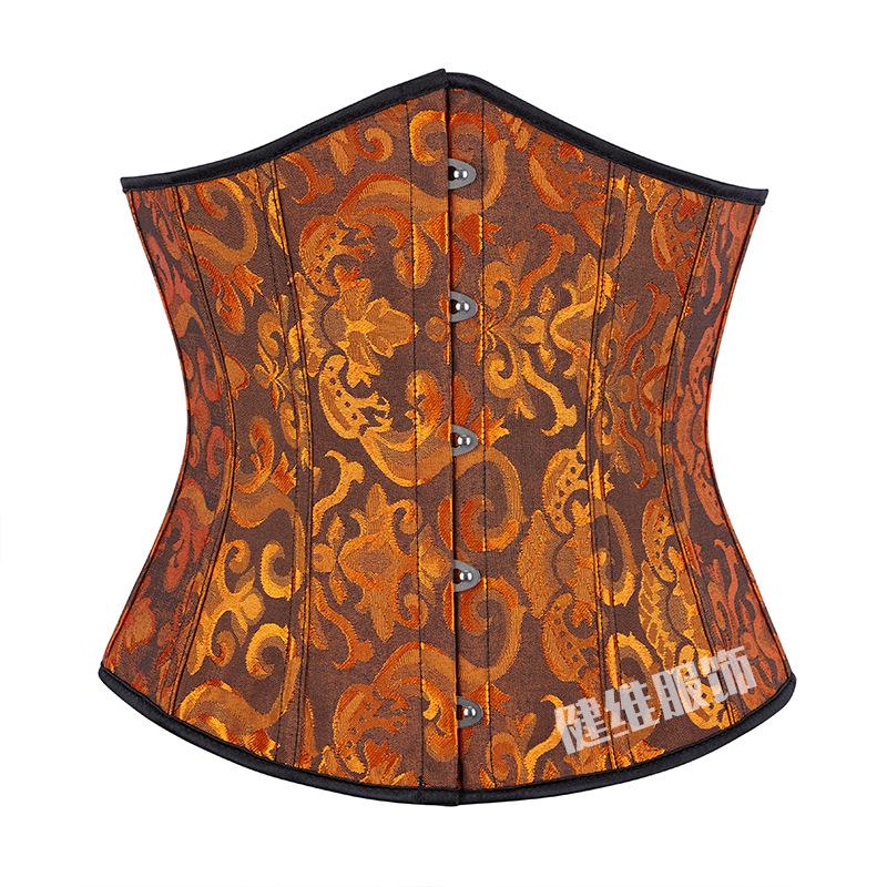 Retro Floral Taillenformer Korsett mit Bauchkontrolle und mehrfarbigem Jacquardmuster