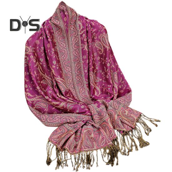 

Имитация кашемира Женский шарф Ретро литературный стиль шаль кешью жаккардовый узор кисточка отделка декоративная подходящая шаль 6