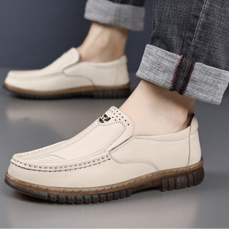 Fashion British Platform Non-slip Men's Loafers Spring Autumn Soft-soled Casual Driving Shoes Designer Solid Color Men Cow Leather Shoes