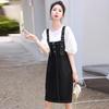 Petite Women's Fashionable Age-Reducing Korean Summer Overalls Set (2025) - Casual Tummy-Covering Suspender Dress