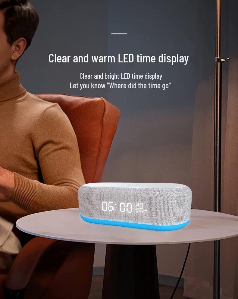 Multifunktionaler Bluetooth-Lautsprecher mit Wecker, kabellosem Ladegerät & Nachtlicht