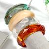 New Colorful Clear Irregular Round Acrylic Wide Bangle for Women Statement Resin Chunky Stackable Bracelets Couple Jewelry Gift
