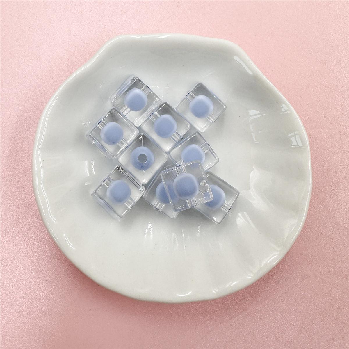 

Акриловый браслет ручной работы 10 мм, квадратные бусины с ярким лицом, прозрачные 10 шт., аксессуары для ювелирных изделий своими руками, материал для изготовления сэндвичей, модный брелок синий