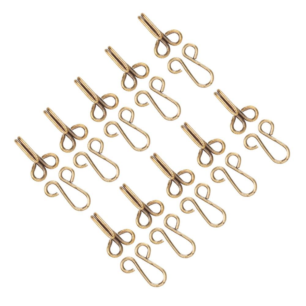 Bronze Sewing Hooks Eyes Durable Metal Fur Coat Hook Fasteners Covered Hook Eye Closures  For Coats