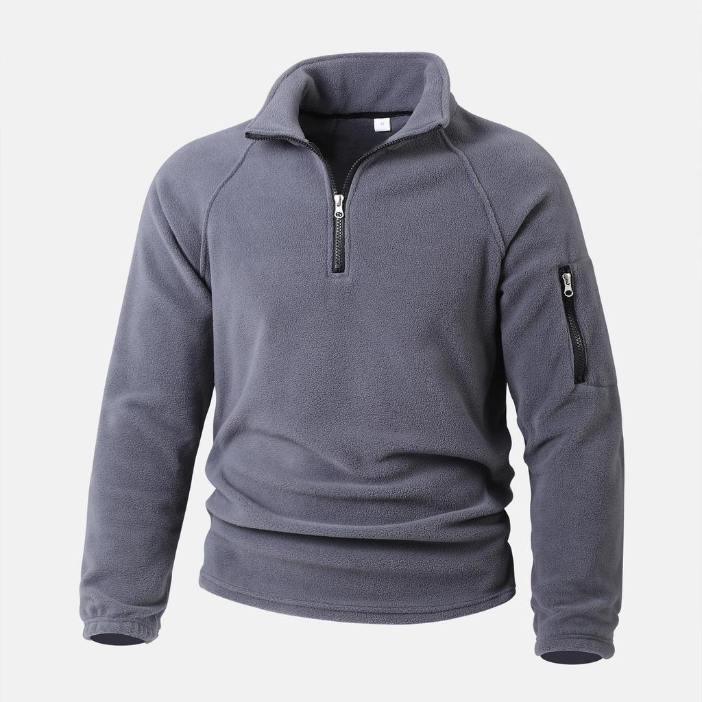 Men's Tactical Fleece Zipper Pullover Jacket - Stand-up Collar for Autumn/Winter Outdoor Sports