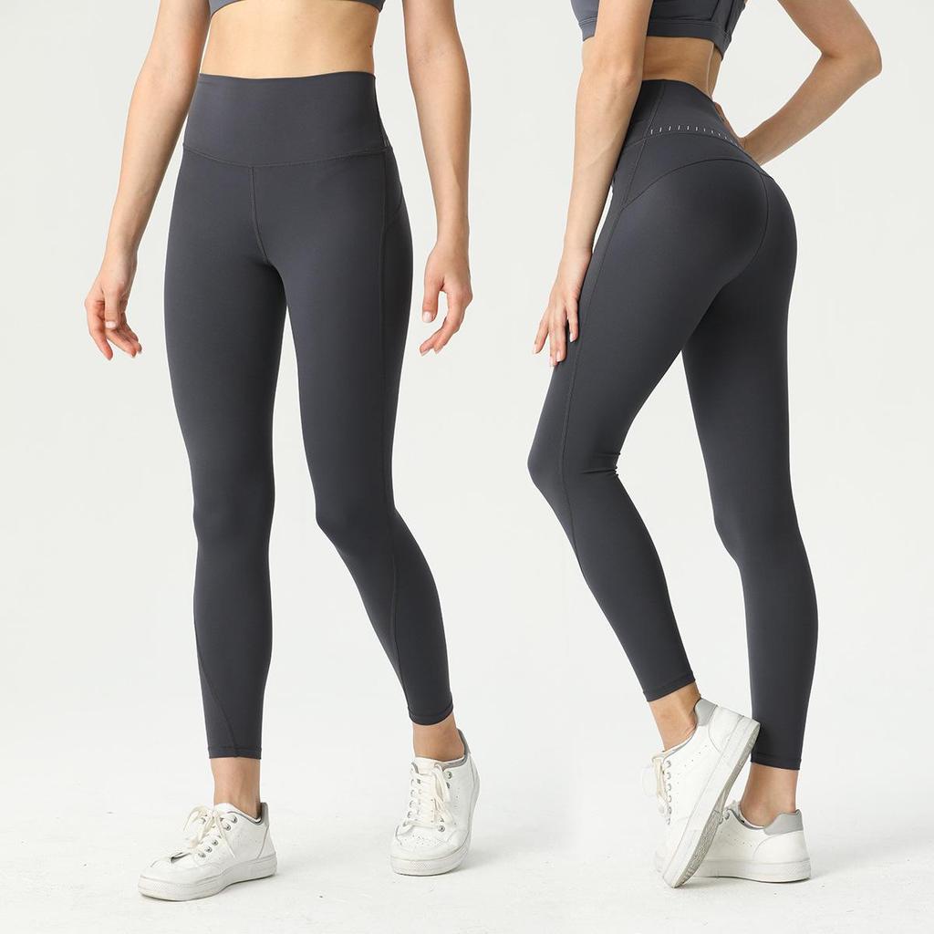 Reflective High-Waist Yoga Leggings: Quick-Dry, Nude-Feel, Solid Color, Hip-Lift Design