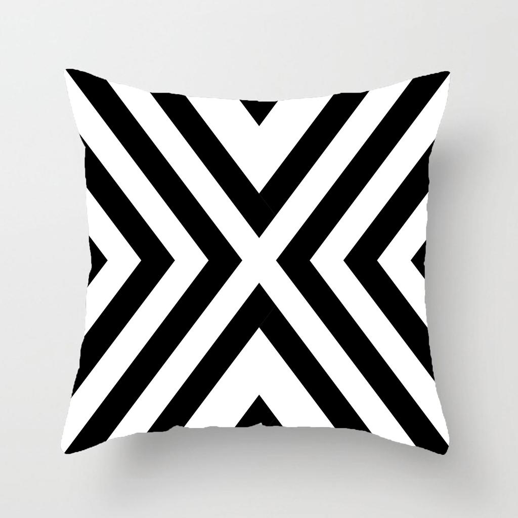 Nordic Throw Pillow Cover Plush Black and White Geometric Striped Simple Pillow Cover Sofa Cushion Cover