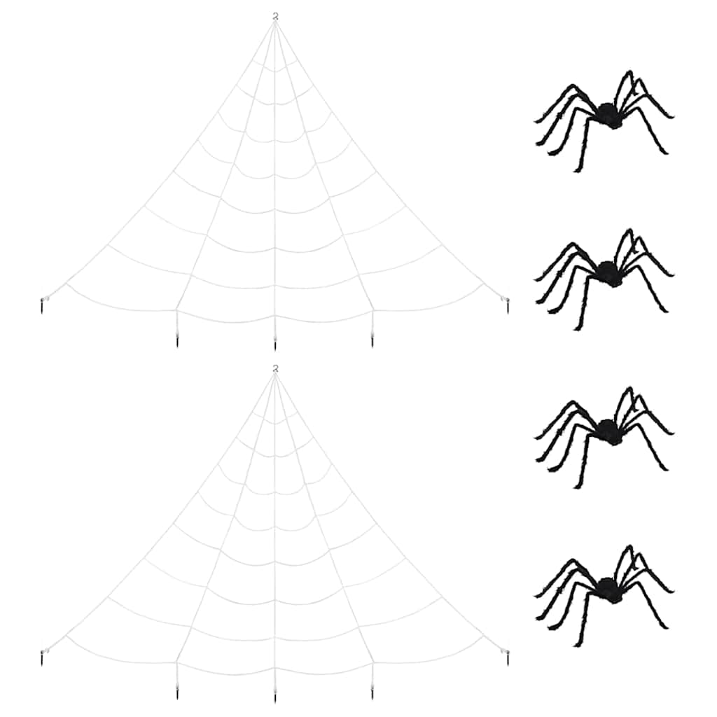Halloween Spider Decoration with Nets 4 Pcs Black and White