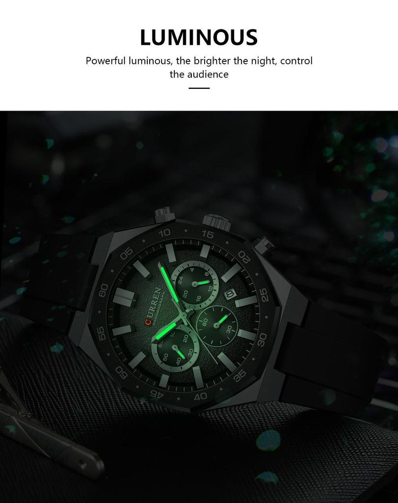 CURREN 8489 Men's Waterproof Six-Hand Quartz Sports Watch with Calendar Strap