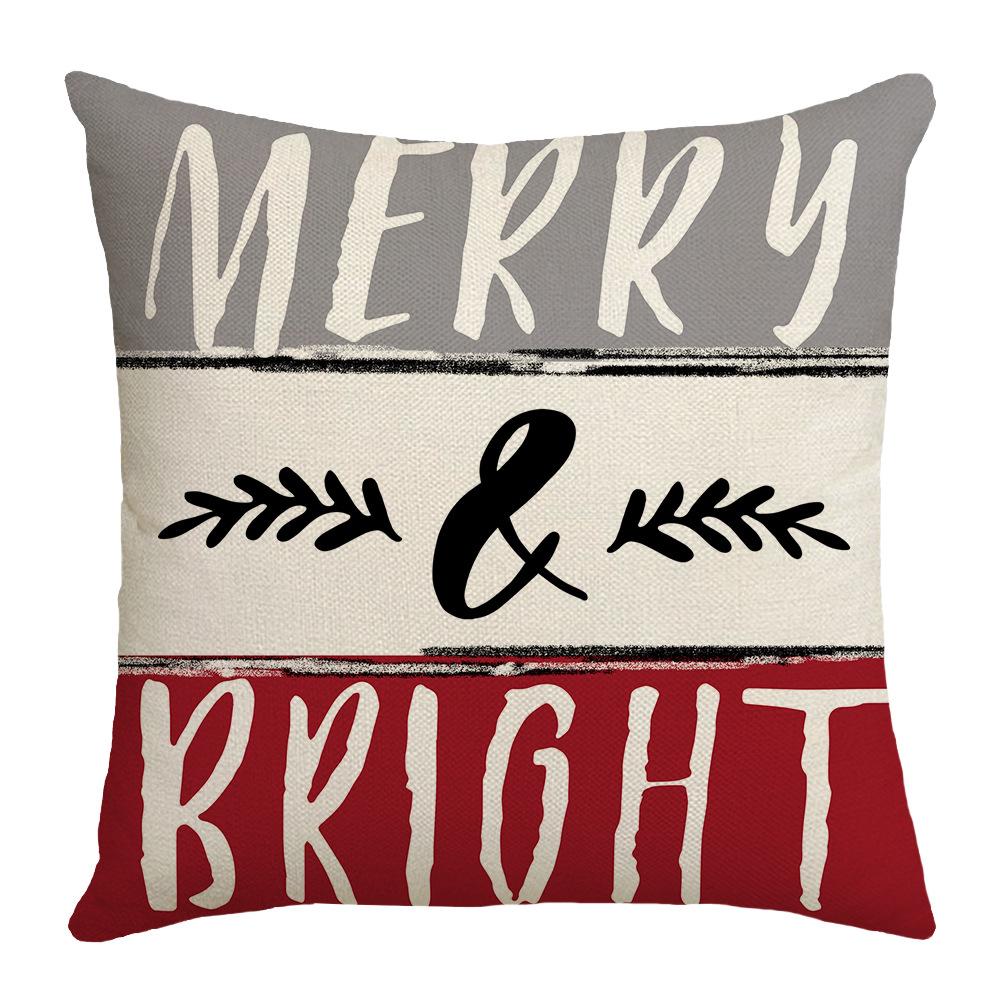 New Style Pillow Case Christmas Letter Decoration Printed Linen Sofa Bedside Pillow Case Pillow Case