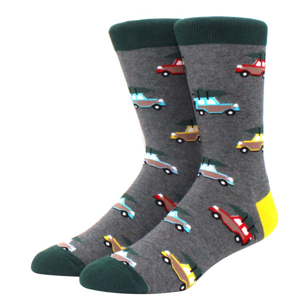 brand new men's socks colorful combed cotton crew socks Jacquard striped knee high socks for Funny men business casual dress