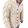 Winter Warm Sweater Cardigan for Men Heavy Duty Cable Jacquard Stand Collar Long Sleeve Casual Autumn Winter Mens Wear