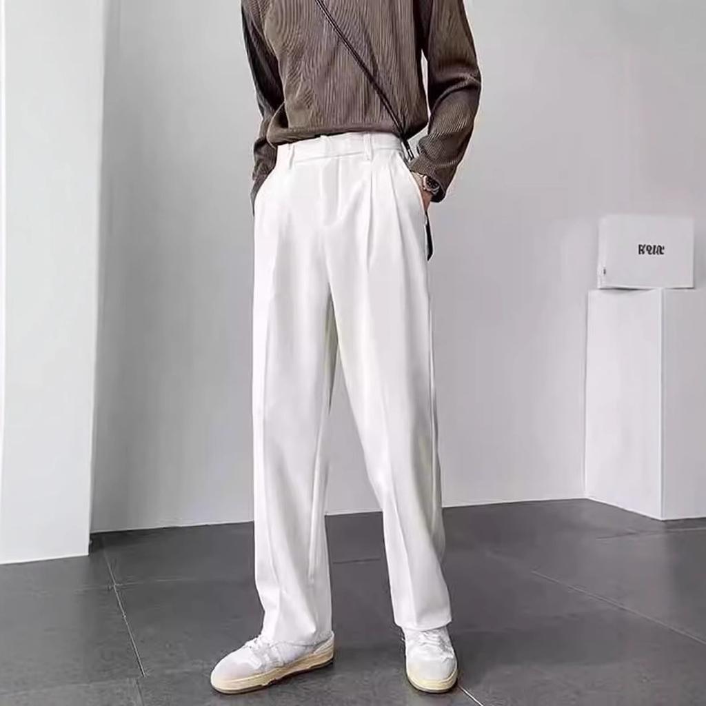 Hochwertige Hosen Herren Frühling und Herbst neue Herrenhosen gerade locker lässig Wide-Leg Anzughosen