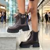 Autumn and winter new British style thick-soled large-size women's boots belt buckle front lace-up short boots women's Martin boots