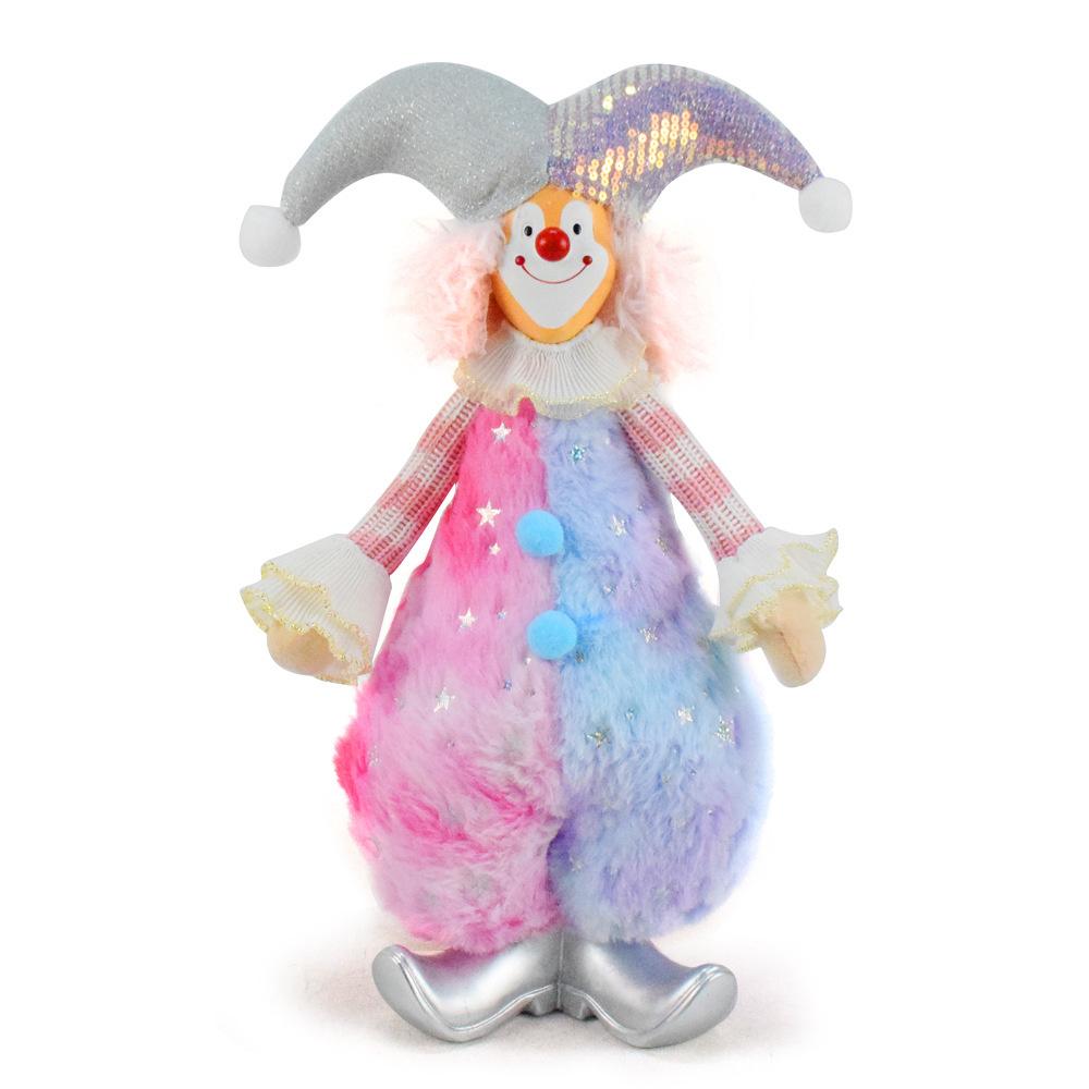 

Красочная плюшевая статуэтка клоуна Розово-голубой градиентный костюм Коллекционная Рождественская кукла-клоун Для украшения стола на домашней праздничной вечеринке