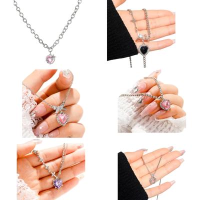 Stilvolle Herz-Anhänger-Halskette Legierungsmaterial Herz-Anhänger-Choker Trendiger Herz-Halschmuck Geeignet für das tägliche Dating