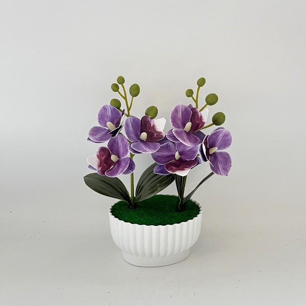 Multi-Bloom Simulated Butterfly Orchid White Flower Pot DIY Artificial Orchid Bonsai Faux Flowers Artificial Faux Plants