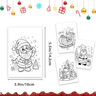 32 Stück, Weihnachtliche Doodle-Malvorlagen, Postkarten, DIY-Malvorlagen, Geburtstagsgeschenke, Schulsachen, Weihnachtsgeschenke