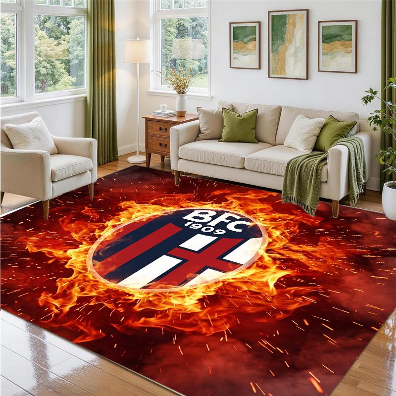 Bologna FC Design Crystal Velvet Rug Soft Decorative Mat for Bedroom Entrance
